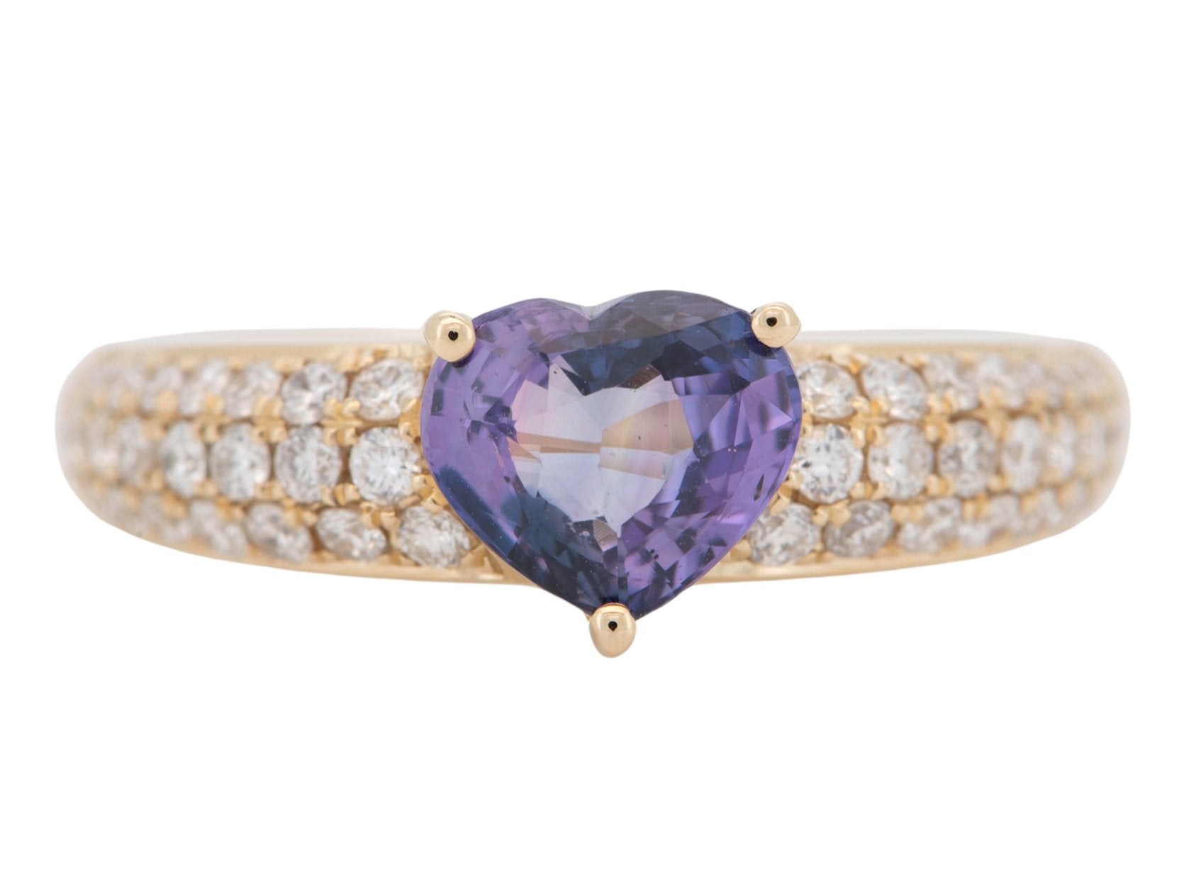 1.5ct Pinkish Purple Sapphire on Diamond Pave Engagement Ring 14K Gold R6499 Aurora Designer
