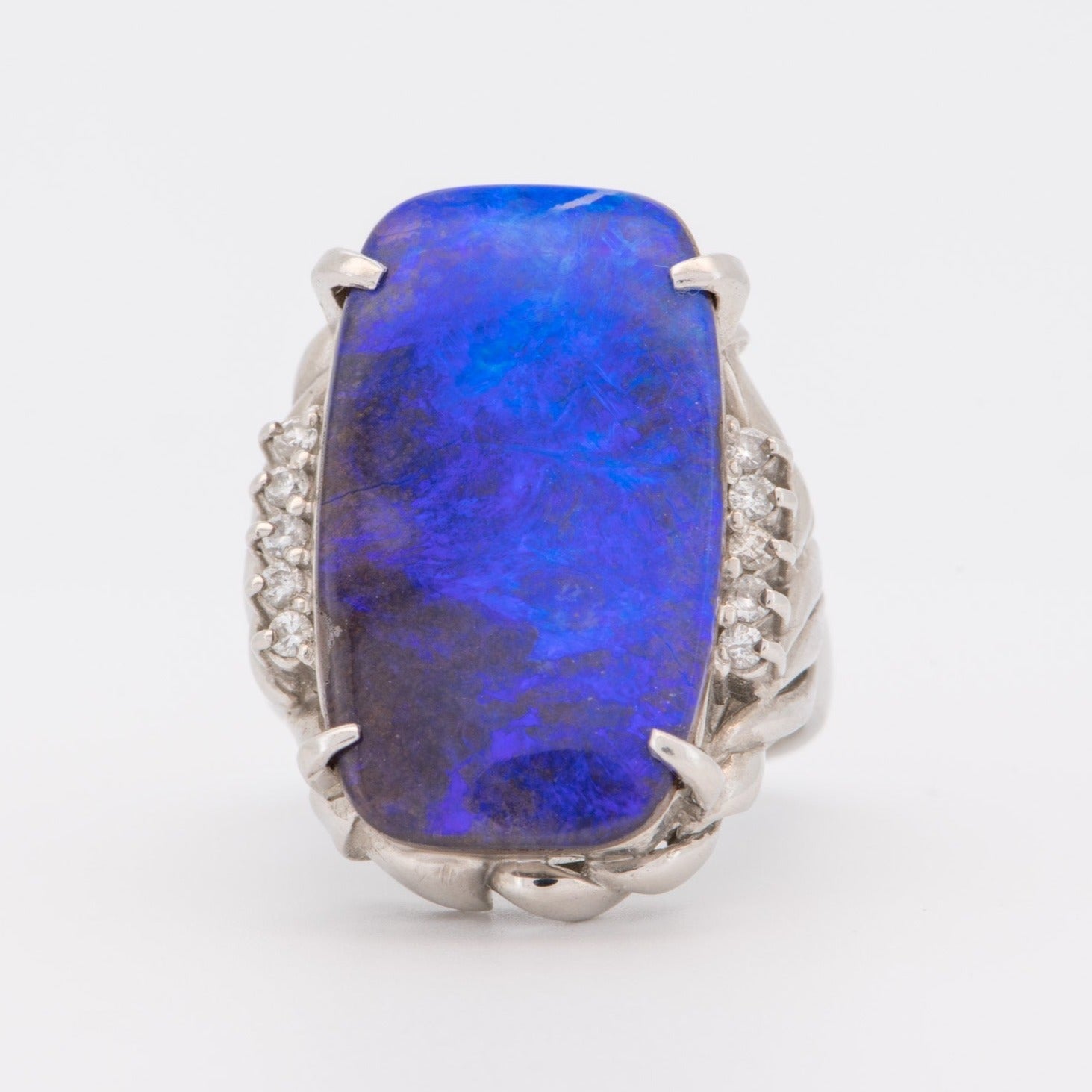 Rich Purple Blue Australian Boulder Opal Ring Platinum R6723 Aurora Designer