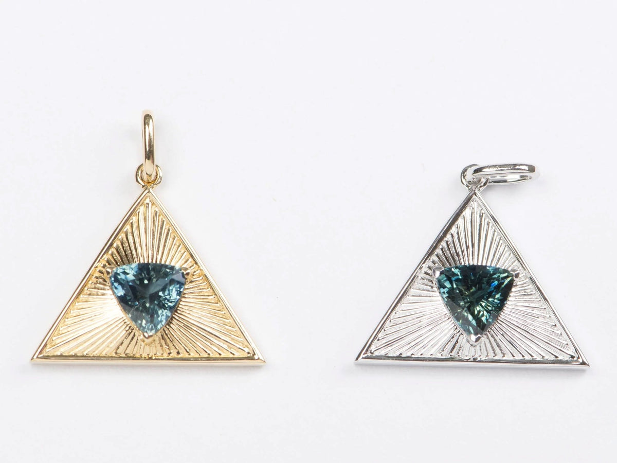 Custom Listing for Meghan*** Teal Green Sapphire Pendant 14K Gold Aurora Designer