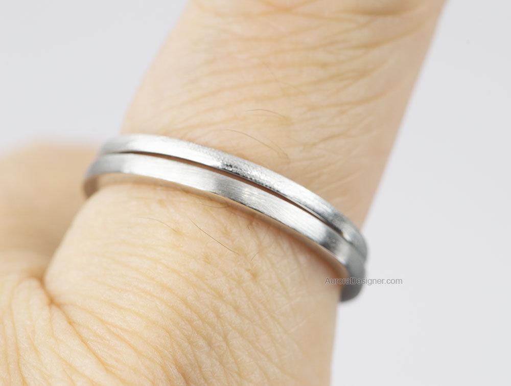 1.5mm Brushed Finish Solid 14K Gold Ring Wedding Band Stacking Rings Stackable AD1504-2