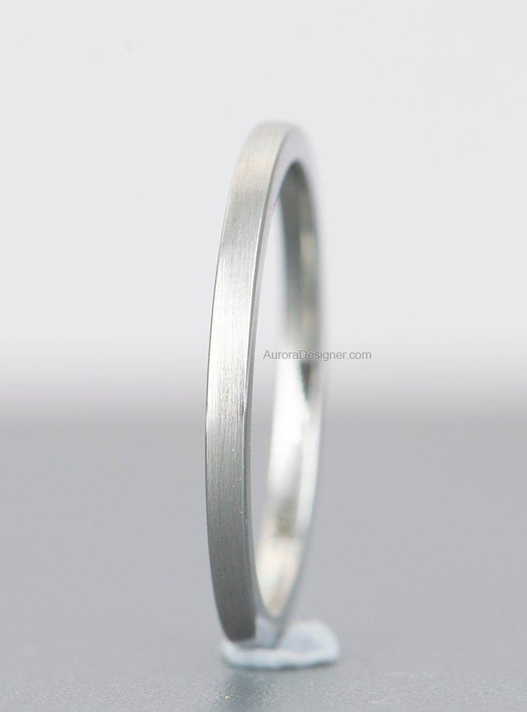 1.5mm Brushed Finish Solid 14K Gold Ring Wedding Band Stacking Rings Stackable AD1504-2