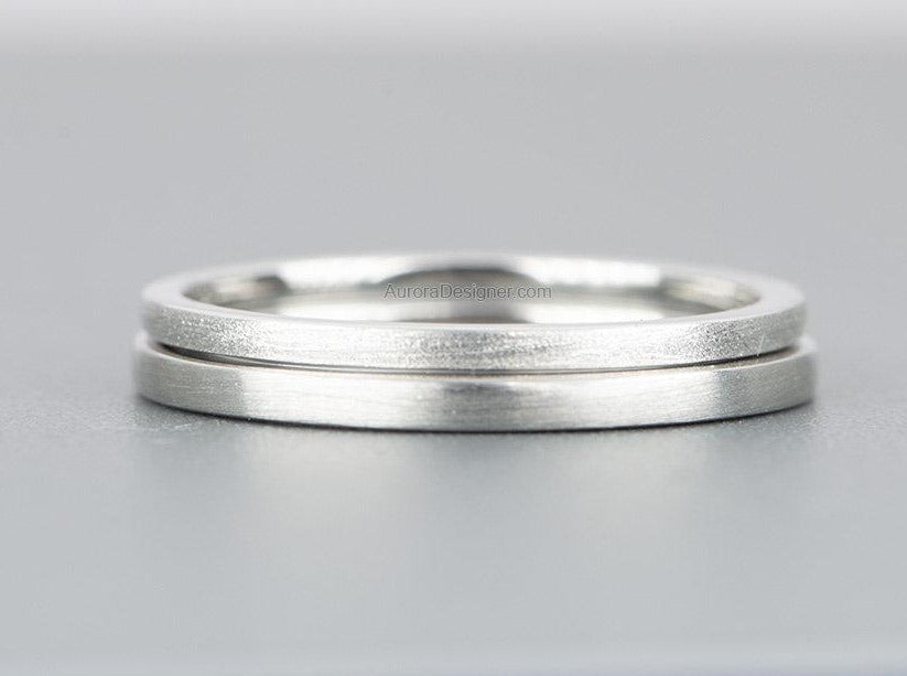 1.5mm Brushed Finish Solid 14K Gold Ring Wedding Band Stacking Rings Stackable AD1504-2