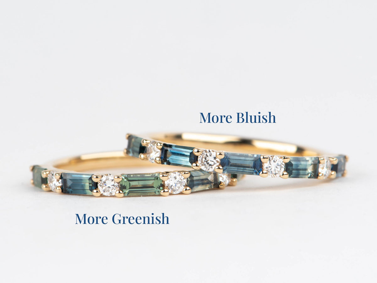 Alternating Baguette Sapphire and Diamond Wedding Band 14K Gold R6767 Aurora Designer