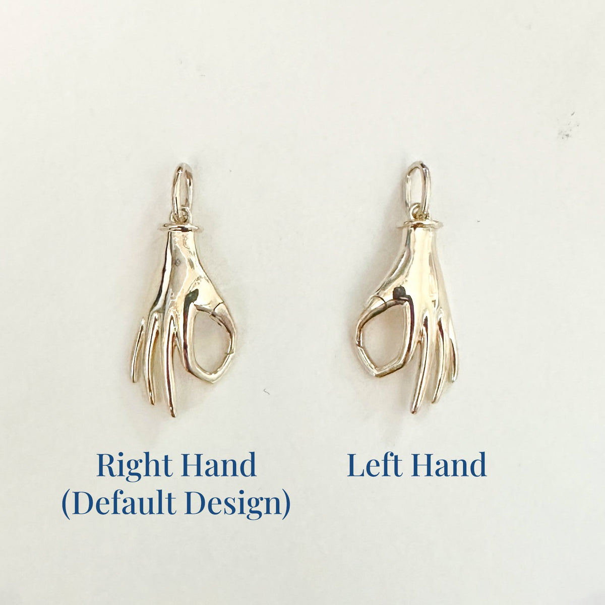 Push Gate Closure Mudra Hand Charm Holder Solid 14K Gold M4016 Aurora Designer