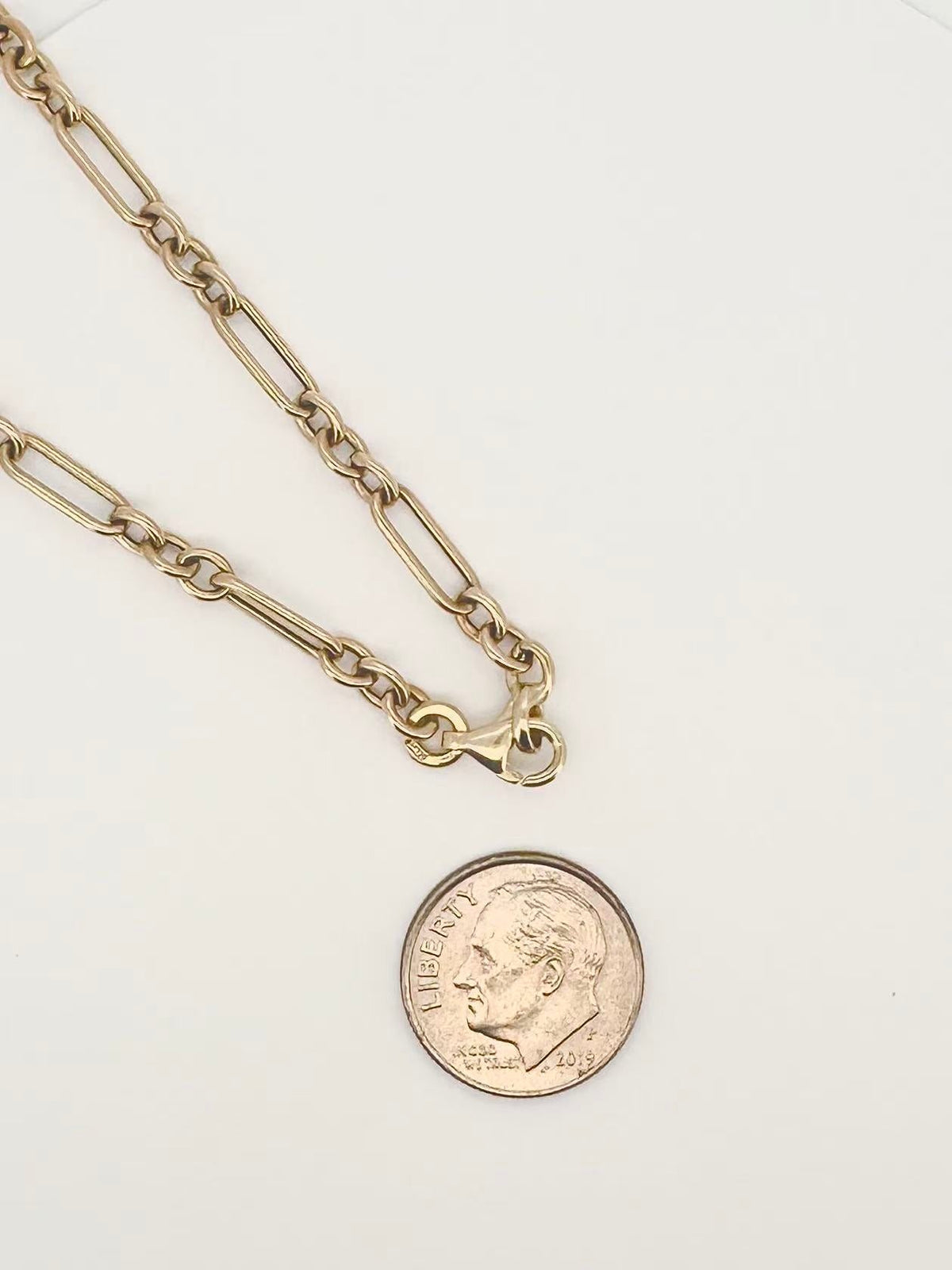 14K Gold Mini Trombone Link Chain Necklace 16" R4693 Aurora Designer