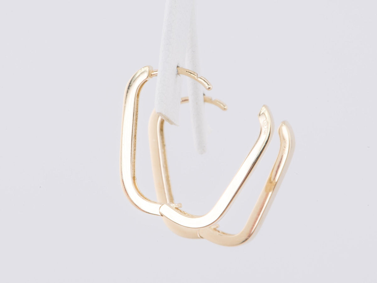 Rectangle Huggies 18x12mm Huggie Earrings 14K Gold R3169 Aurora Designer