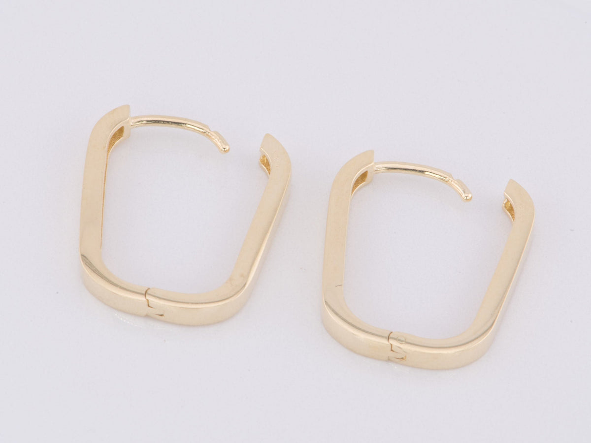 Rectangle Huggies 18x12mm Huggie Earrings 14K Gold R3169 Aurora Designer