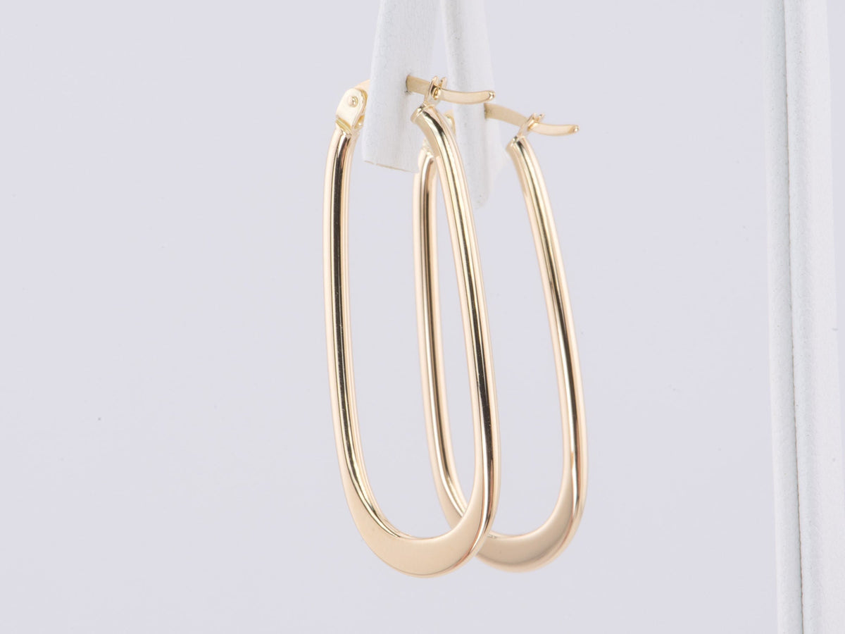 Long Rectangle Hoop Earrings 14K Gold R3170 Aurora Designer