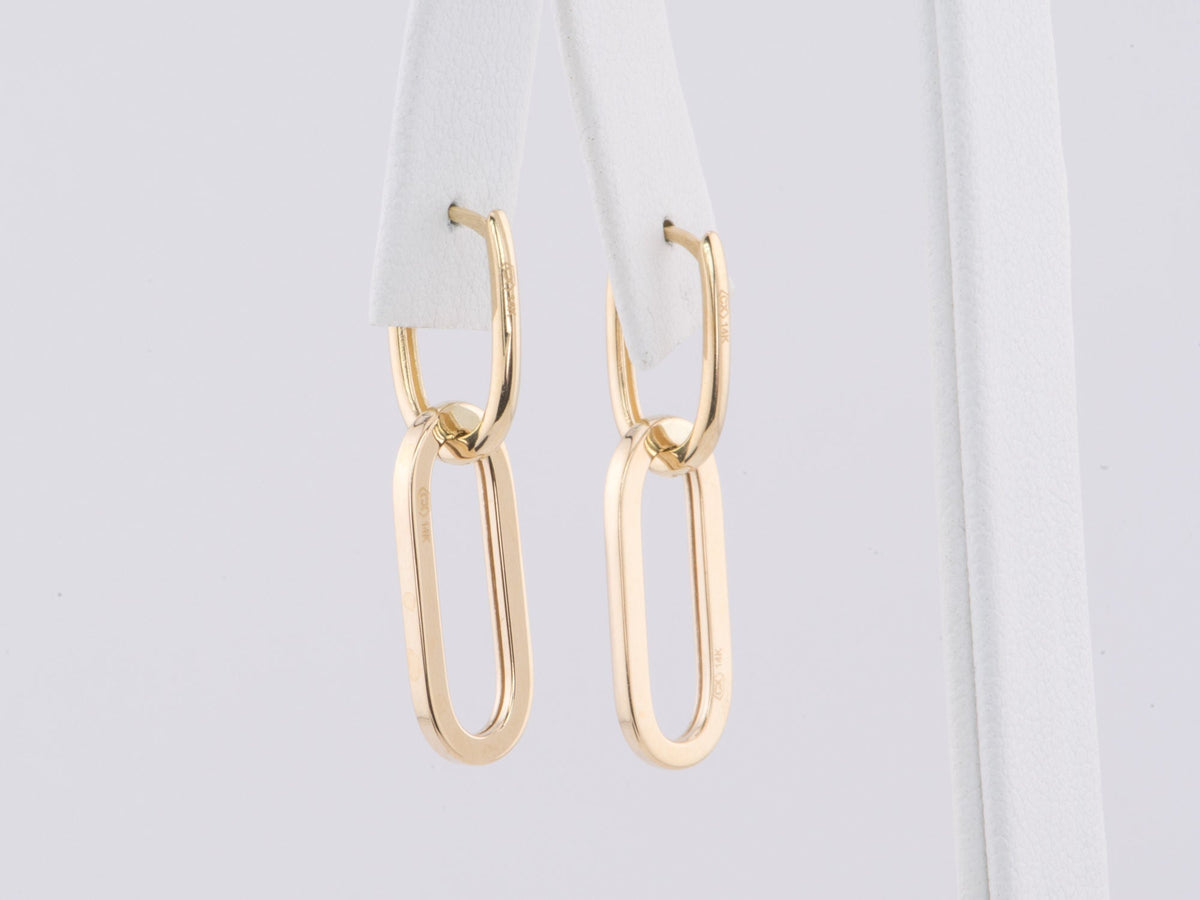 Double Rectangle Dangle Earrings 28x7mm 14K Gold R3172 Aurora Designer