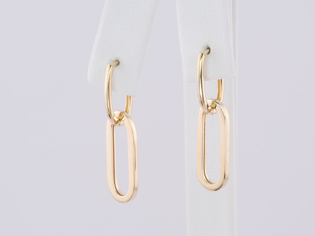Double Rectangle Dangle Earrings 28x7mm 14K Gold R3172 Aurora Designer