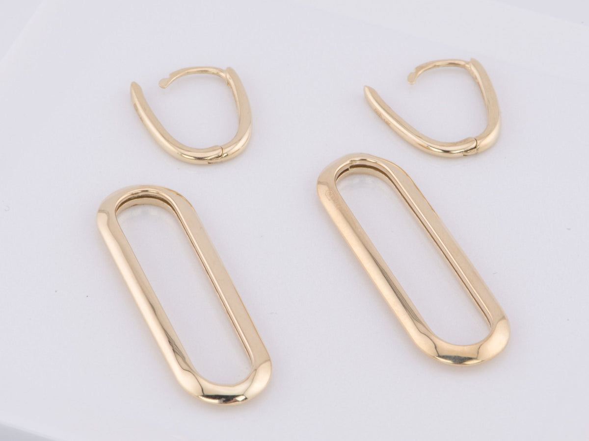 Double Rectangle Long Dangle Earrings 41x9mm 14K Gold R3173 Aurora Designer