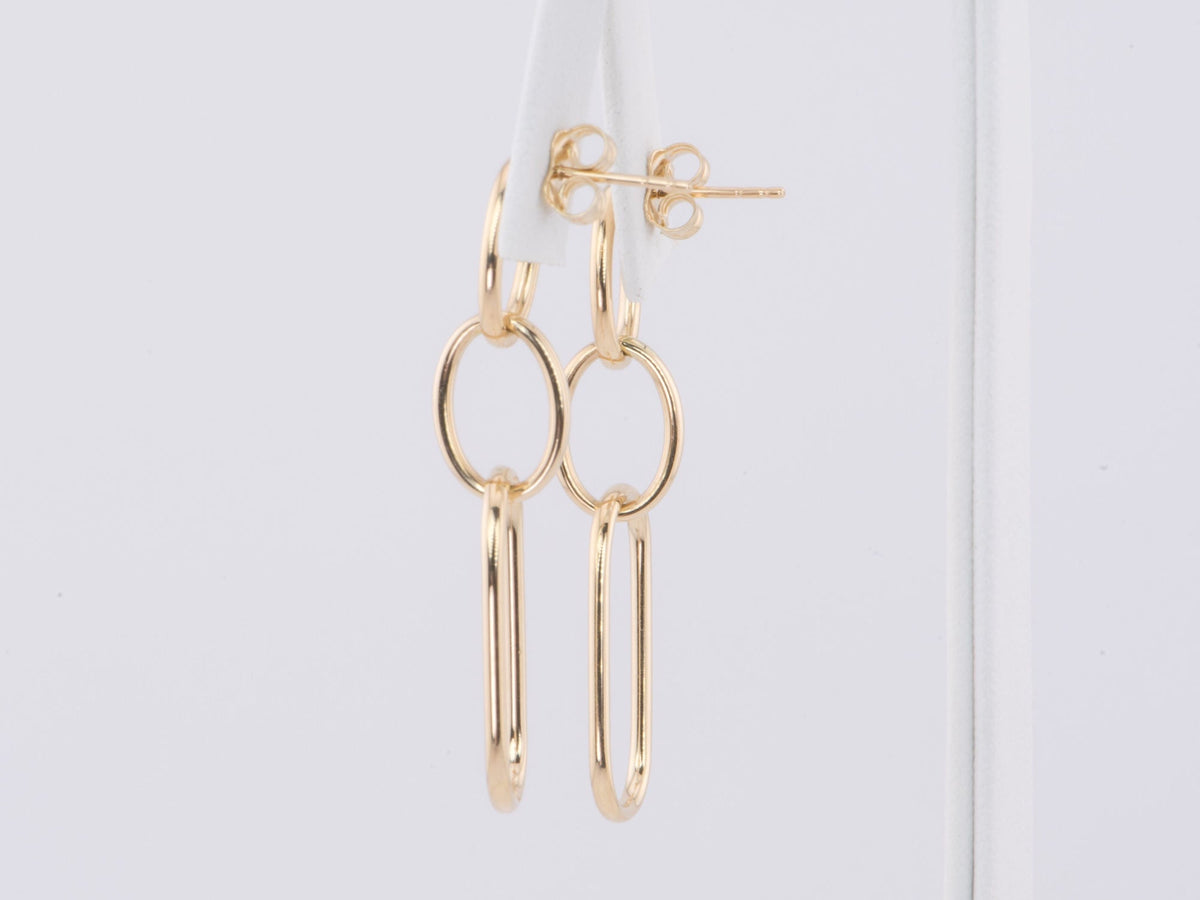 Triple Oval Long Earrings 14K Gold 43x10mm R3179 Aurora Designer