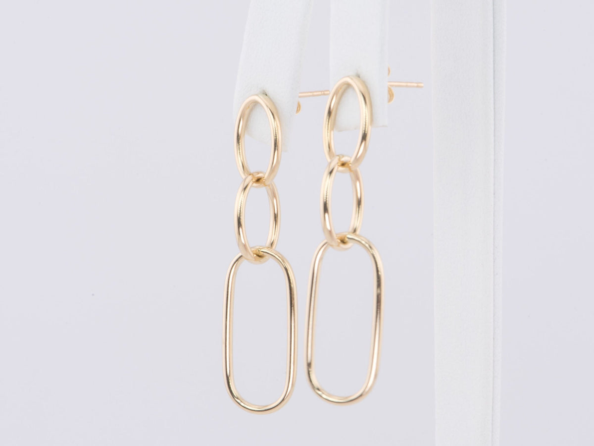 Triple Oval Long Earrings 14K Gold 43x10mm R3179 Aurora Designer