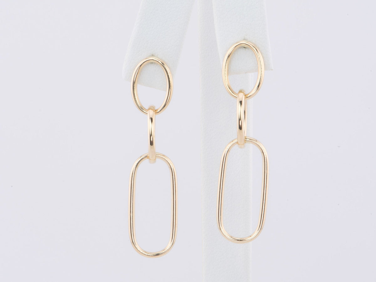 Triple Oval Long Earrings 14K Gold 43x10mm R3179 Aurora Designer