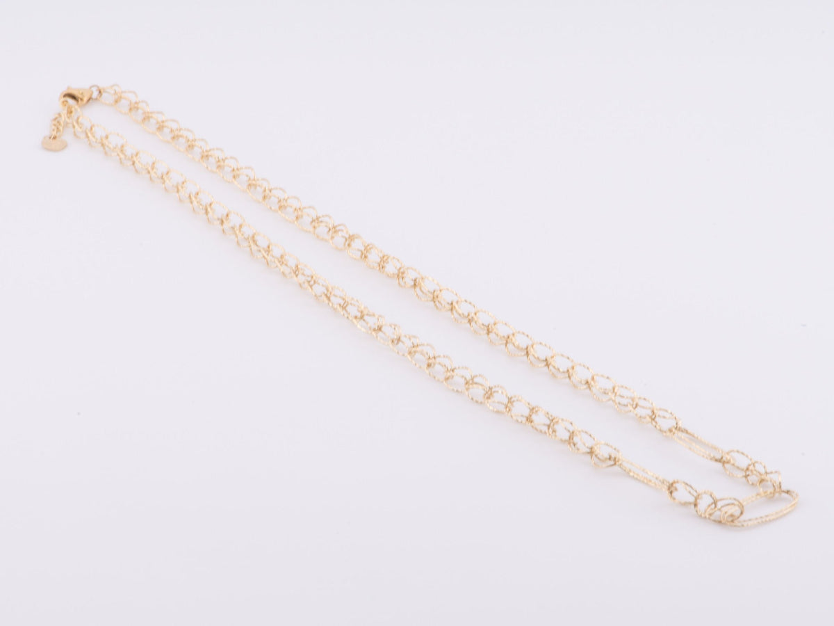 17.5" 14K Gold Diamond Cut Loop-in-Loop Special Link Necklace ~5.9g R4505 Aurora Designer