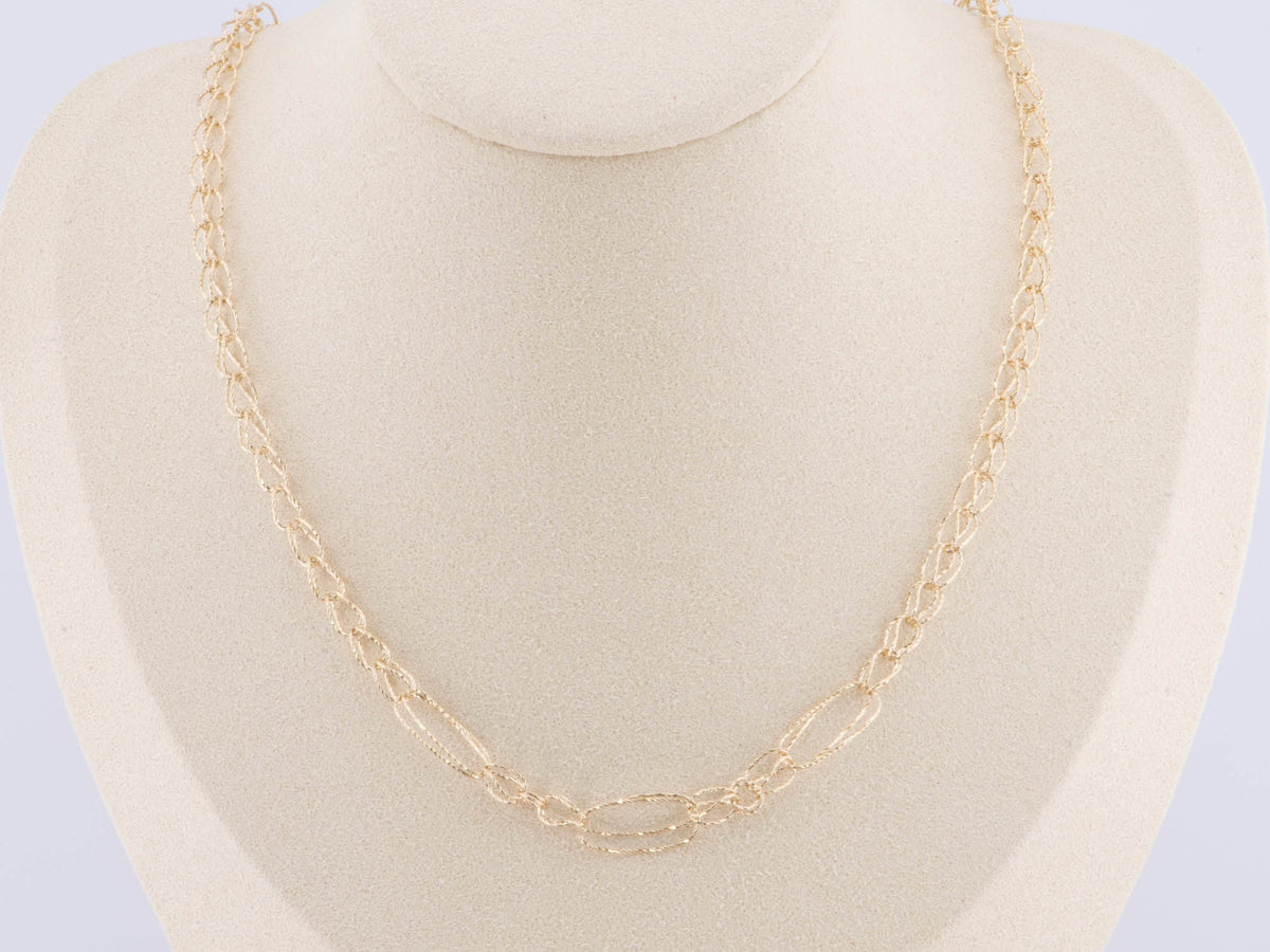 17.5" 14K Gold Diamond Cut Loop-in-Loop Special Link Necklace ~5.9g R4505 Aurora Designer