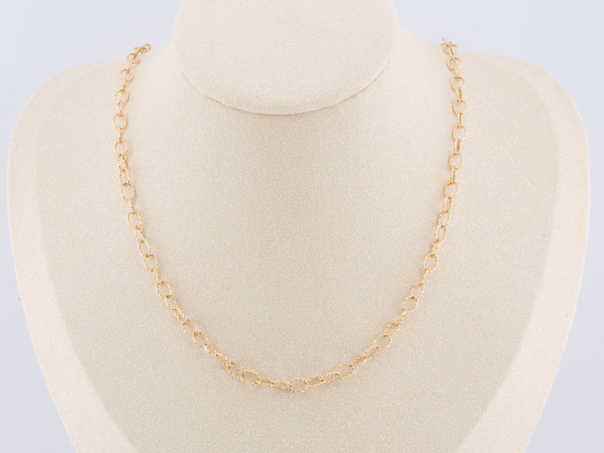 17.5" 14K Gold Sparkle Oval Link Necklace ~6.2g R4506 Aurora Designer