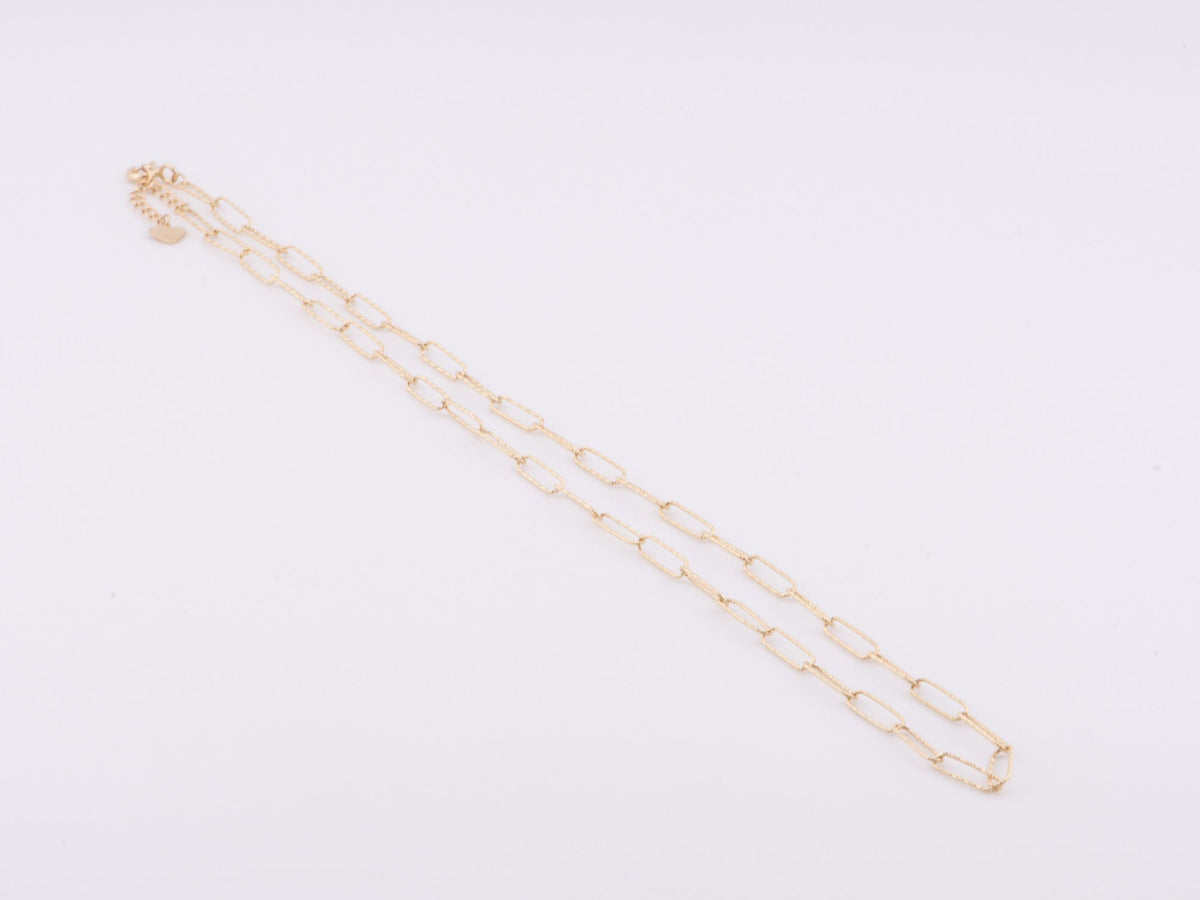 18" 14K Gold Diamond Cut Paperclip Link Necklace R4507 Aurora Designer