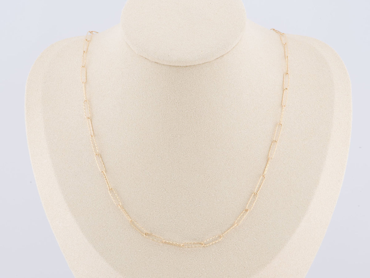 18" 14K Gold Diamond Cut Paperclip Link Necklace R4507 Aurora Designer