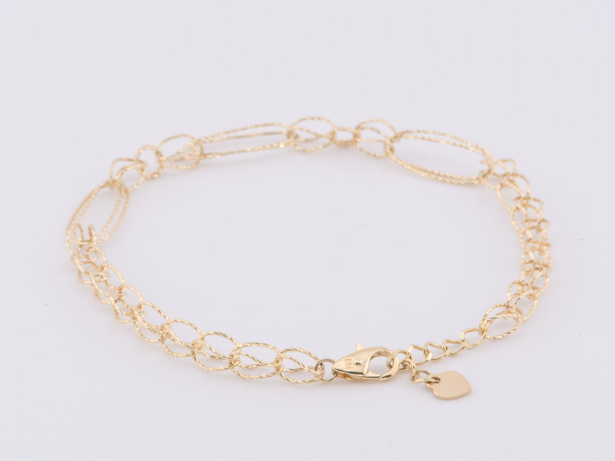 7.5" 14K Gold Diamond Cut Loop-in-Loop Special Link Bracelet R2076 Aurora Designer