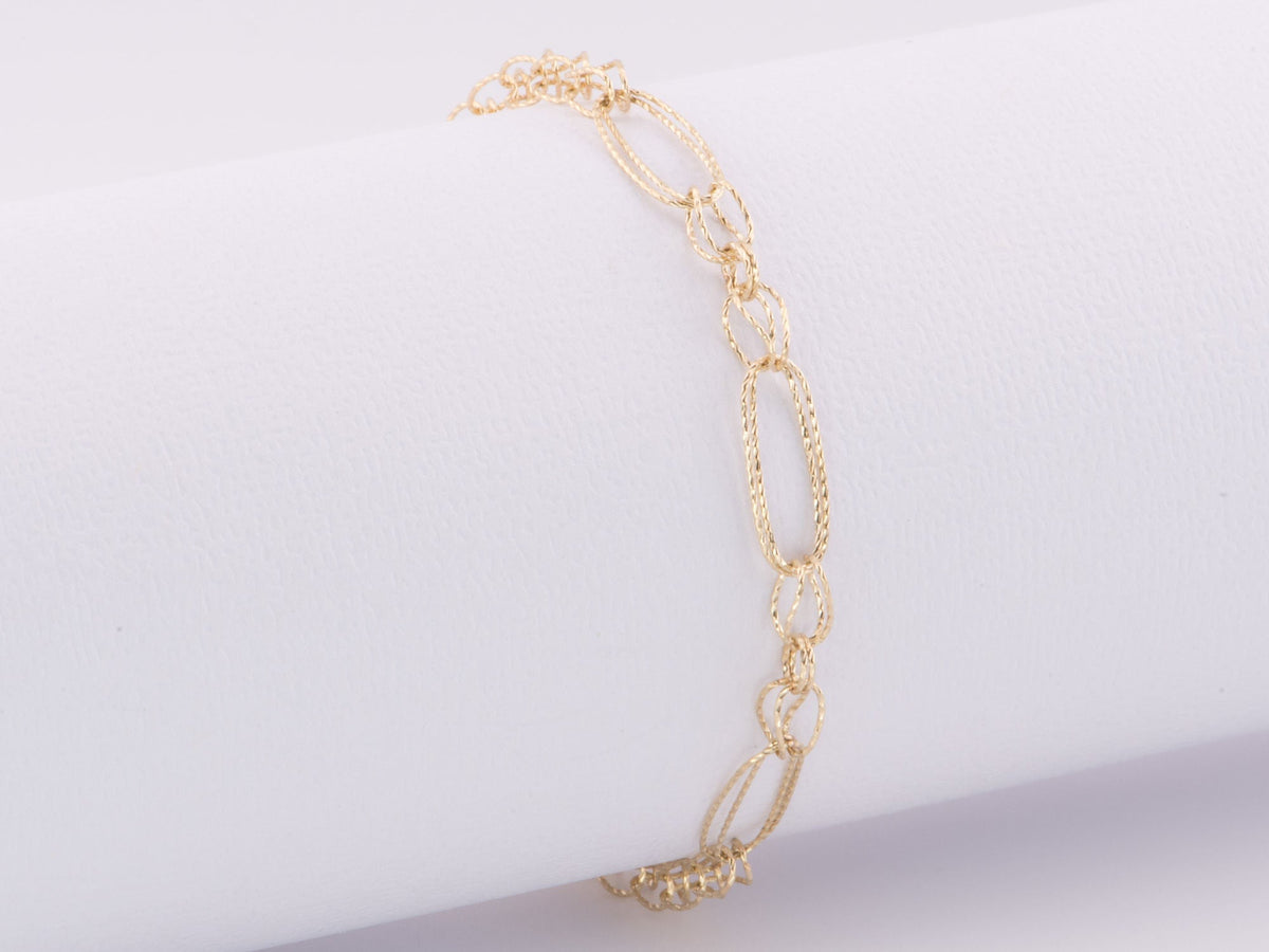 7.5" 14K Gold Diamond Cut Loop-in-Loop Special Link Bracelet R2076 Aurora Designer