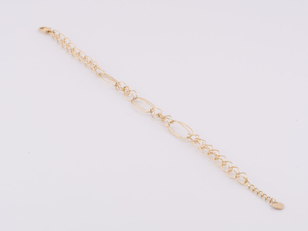 7.5" 14K Gold Diamond Cut Loop-in-Loop Special Link Bracelet R2076 Aurora Designer