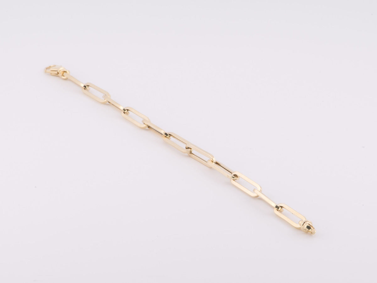 8" 14K Gold Large Paperclip Link Bracelet 6.89g R2081 Aurora Designer