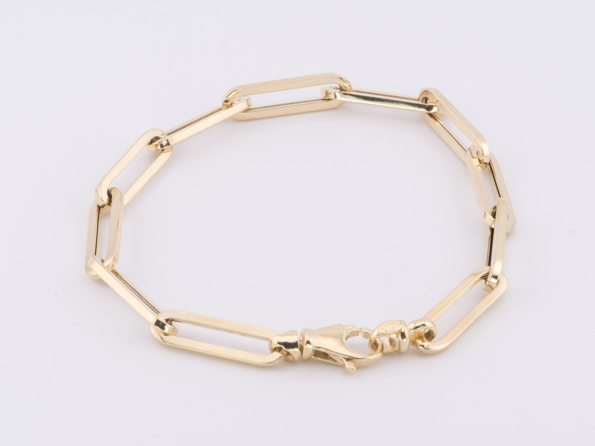 8" 14K Gold Large Paperclip Link Bracelet 6.89g R2081 Aurora Designer
