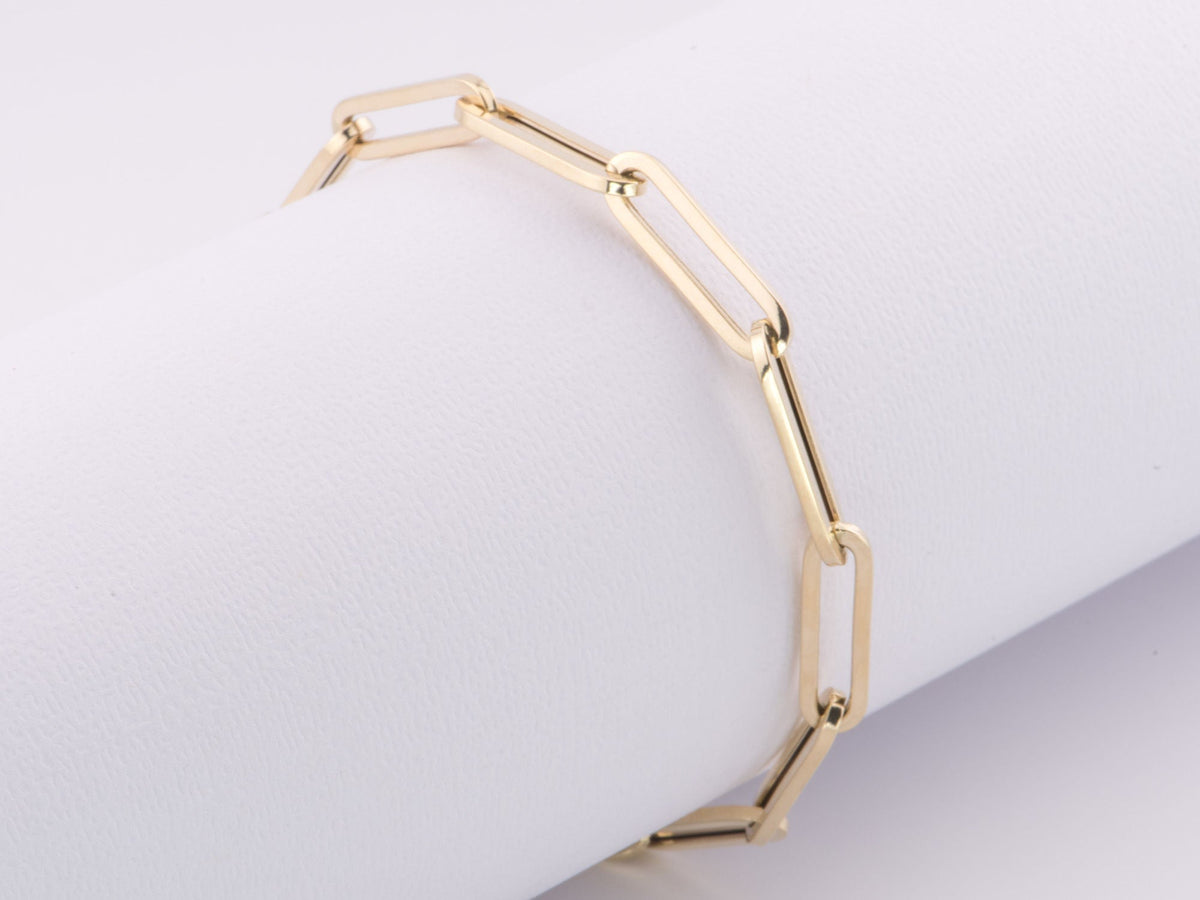 8" 14K Gold Large Paperclip Link Bracelet 6.89g R2081 Aurora Designer