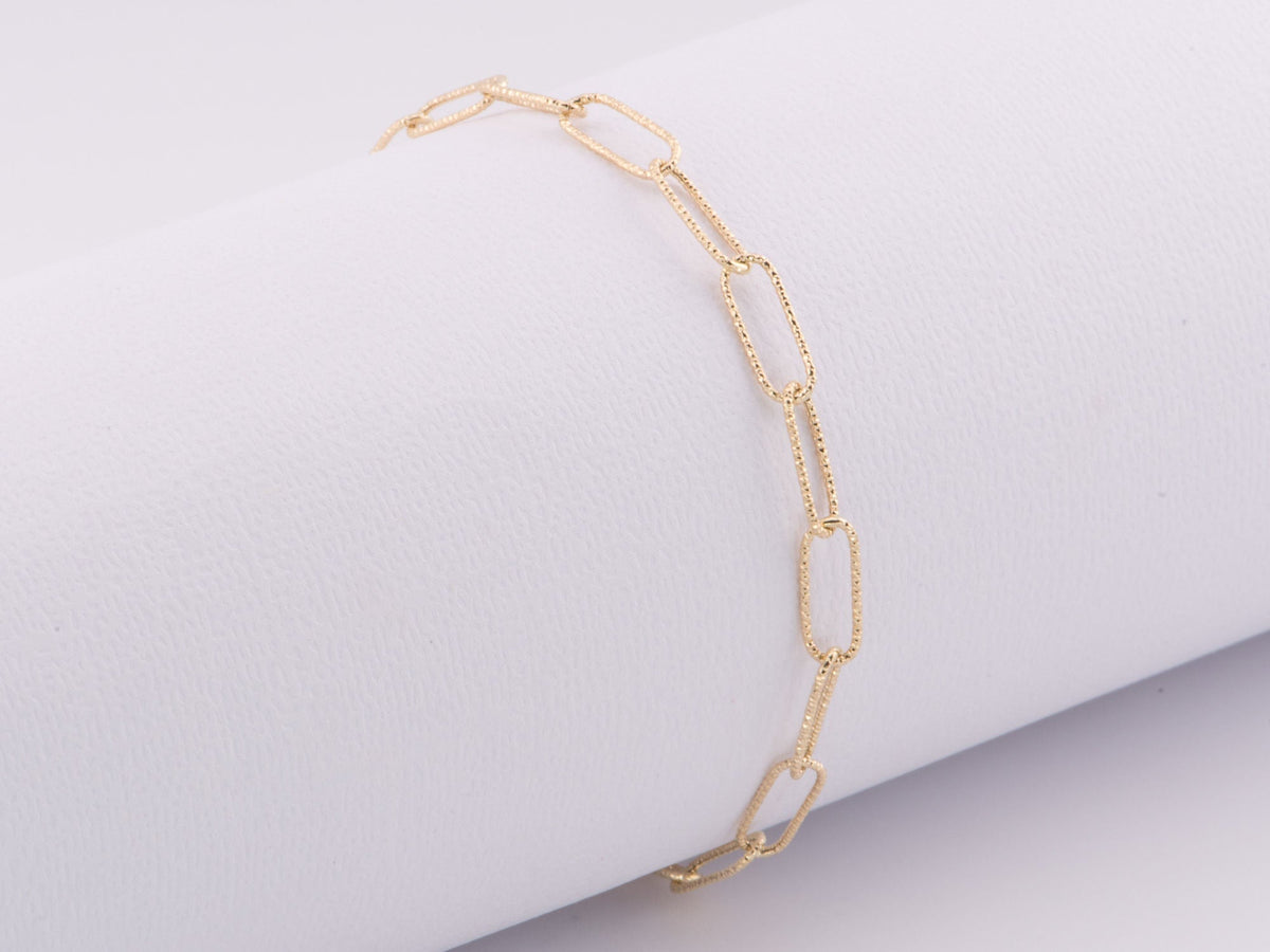 7.5" Diamond Cut Paperclip Link Bracelet 14K Gold R2084 Aurora Designer