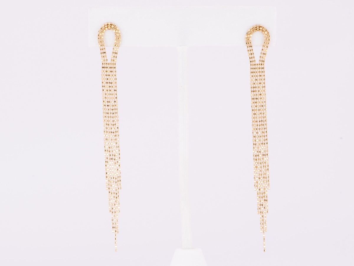 Solid 18K Gold Long Fringe Earrings 2.59g R3182 Aurora Designer