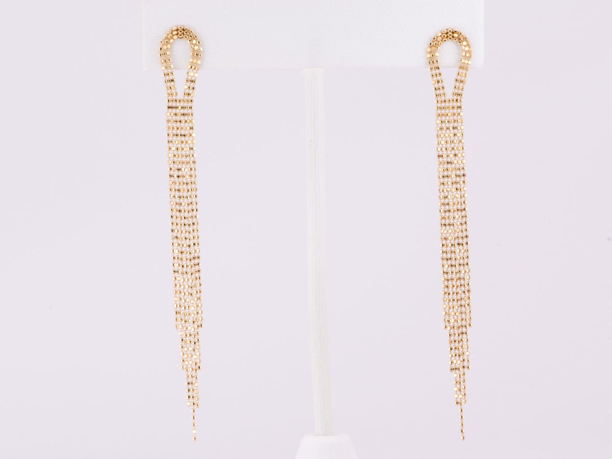 Solid 18K Gold Long Fringe Earrings 2.59g R3182 Aurora Designer