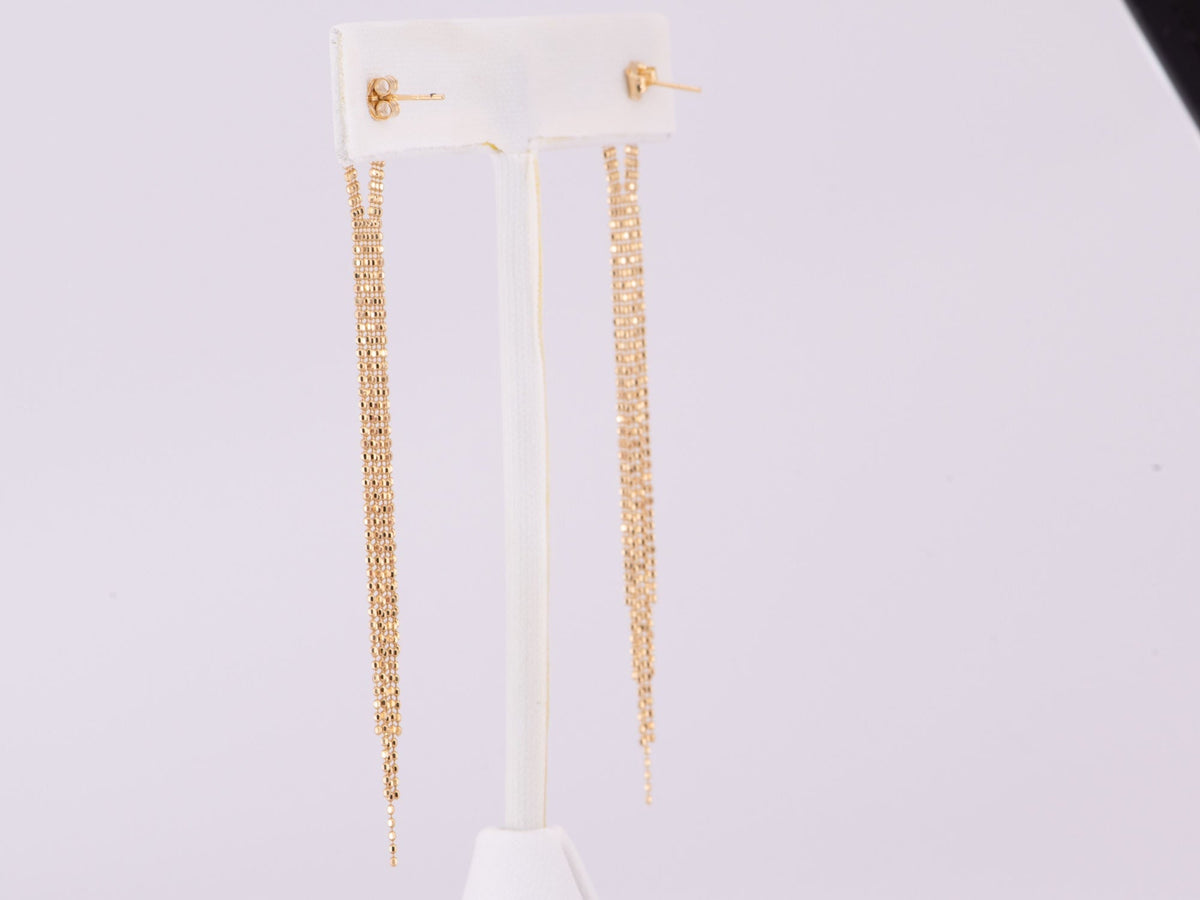 Solid 18K Gold Long Fringe Earrings 2.59g R3182 Aurora Designer