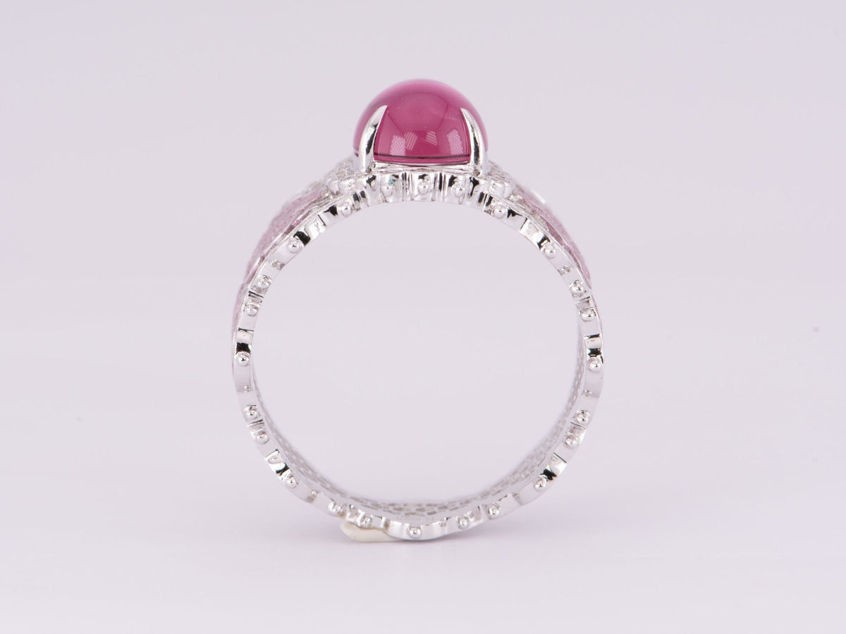 2.52ct Rubellite Tourmaline Ring 18K White Gold Wide Band R6642 Aurora Designer