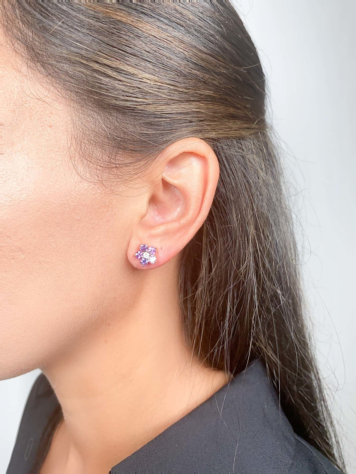 Bright Purple Sapphire and Moonstone Flower Earrings 14K Gold R3184 Aurora Designer