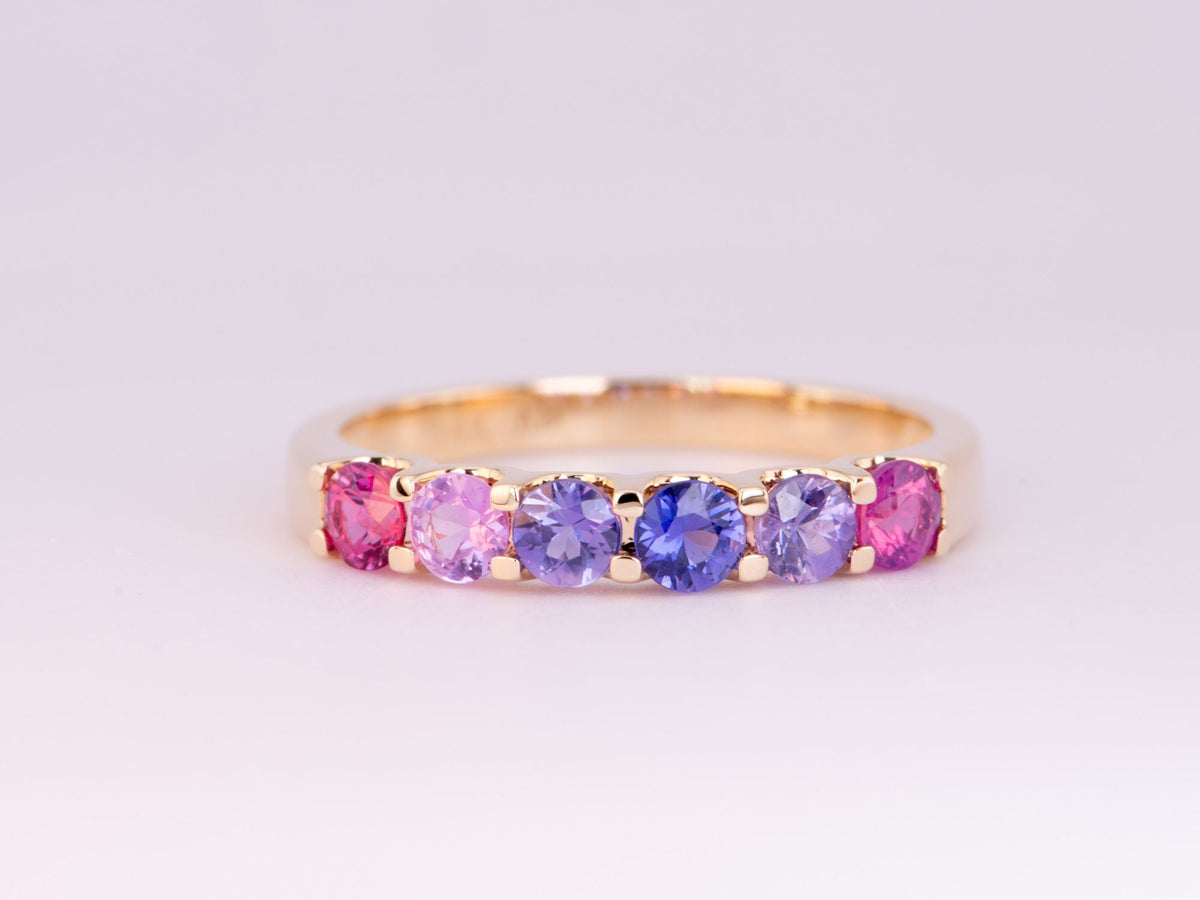 1ct Mixed Pink Purple Sapphire Stacking Band 14K Gold R5068 Aurora Designer