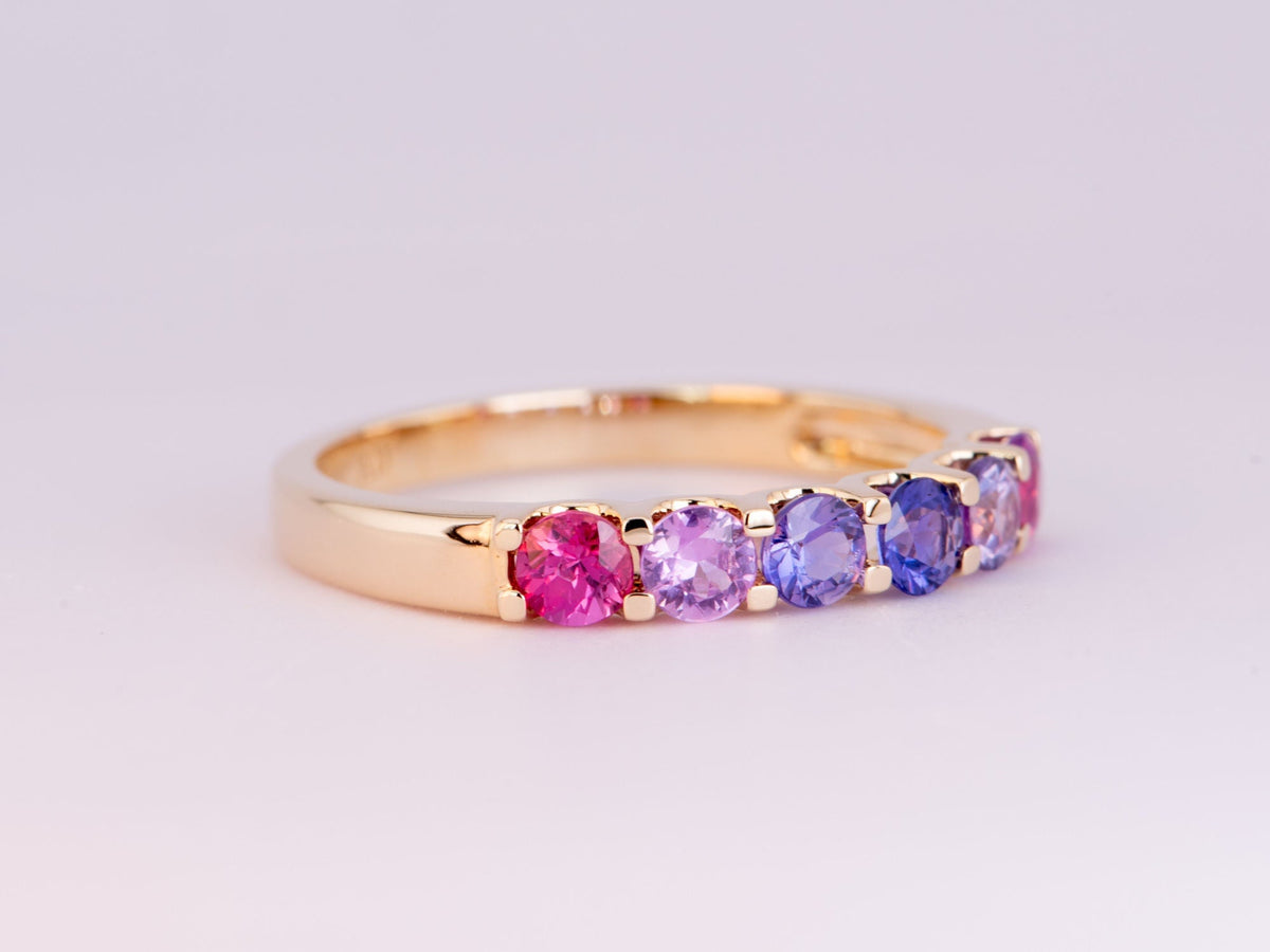 1ct Mixed Pink Purple Sapphire Stacking Band 14K Gold R5068 Aurora Designer