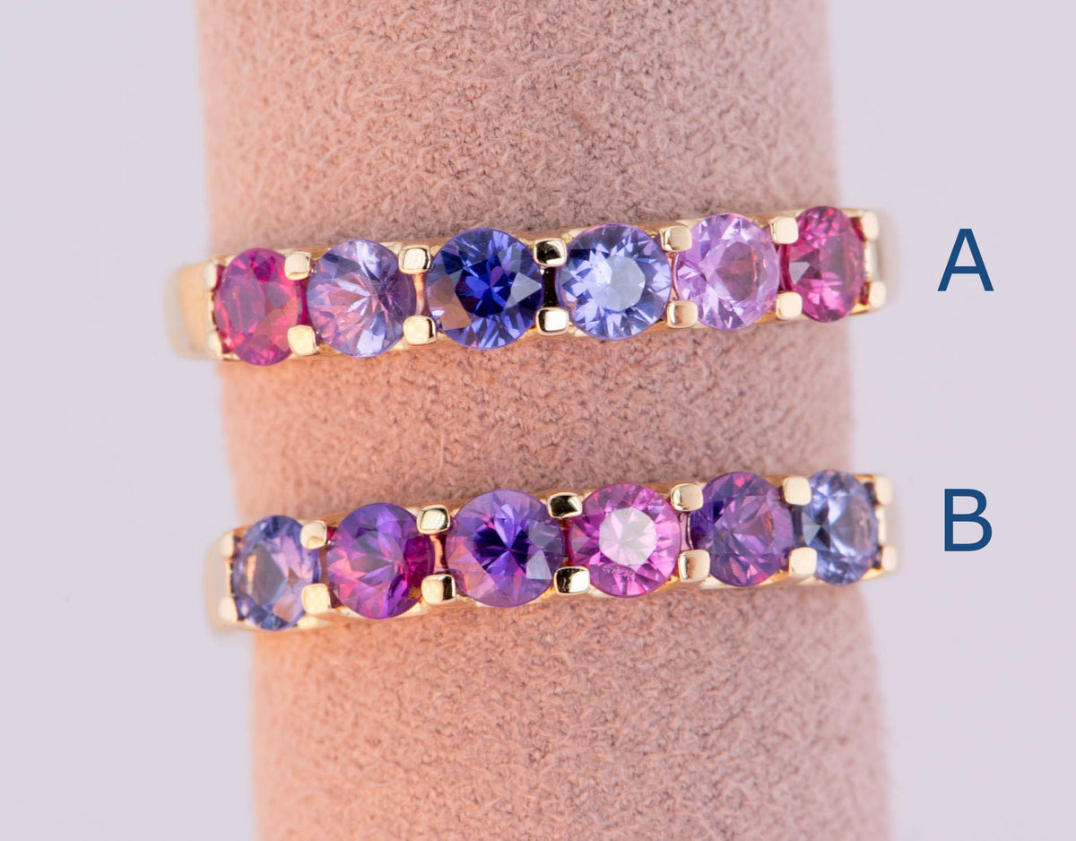 1ct Mixed Pink Purple Sapphire Stacking Band 14K Gold R5068 Aurora Designer