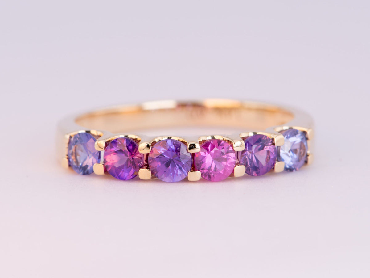 1ct Mixed Pink Purple Sapphire Stacking Band 14K Gold R5068 Aurora Designer