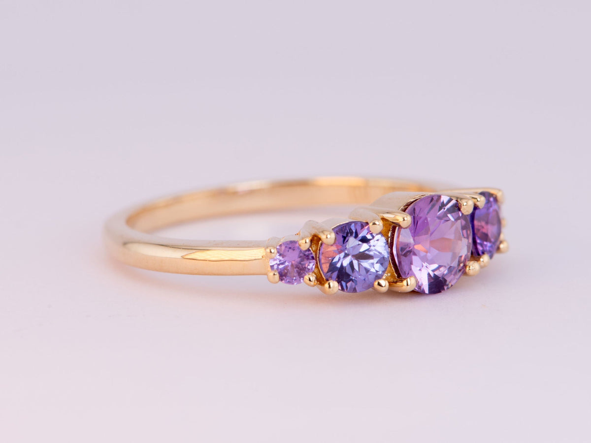 Mixed Sapphire and Garnet 5-Stone Band 14K Gold R5069 Aurora Designer