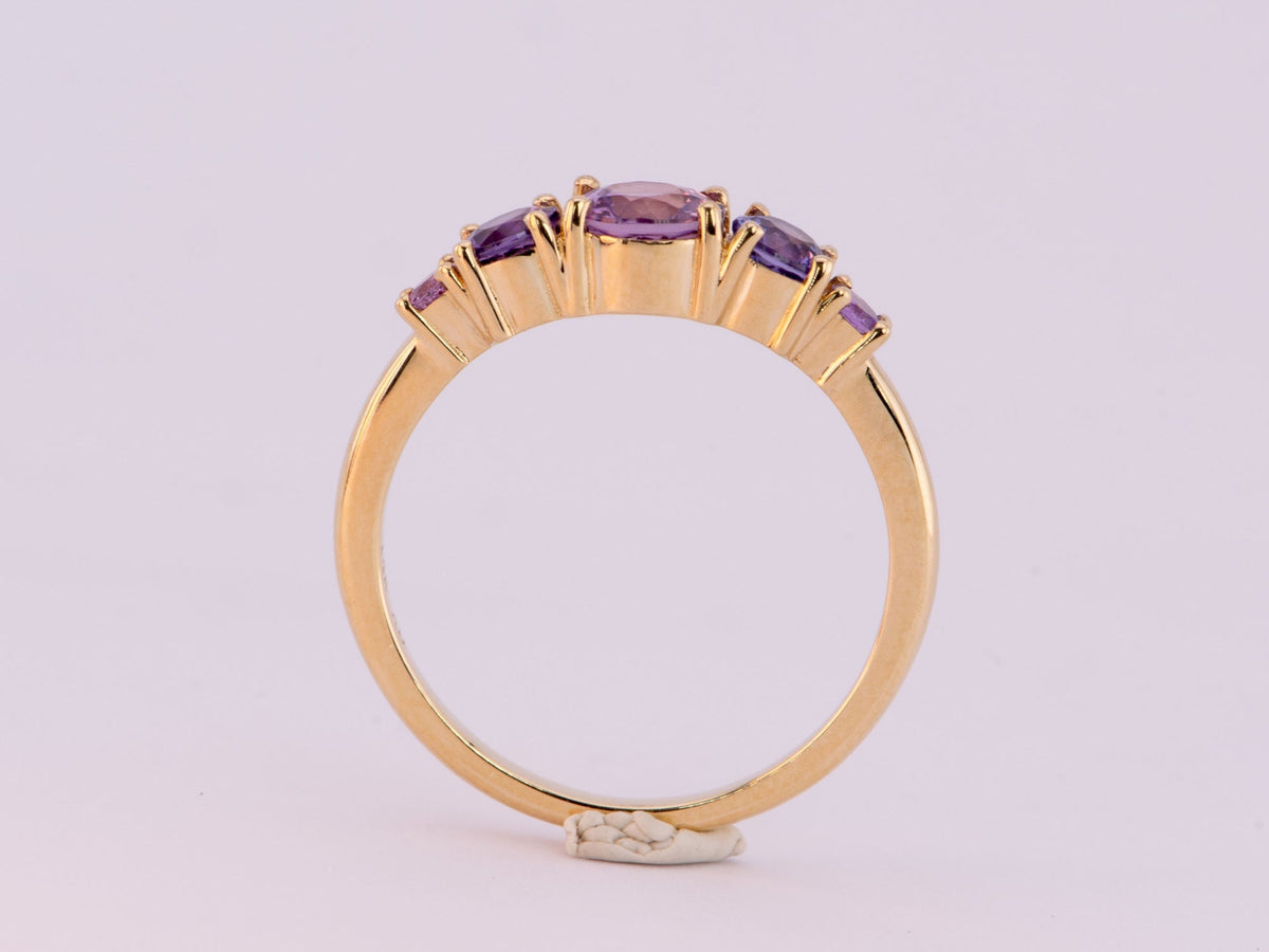 Mixed Sapphire and Garnet 5-Stone Band 14K Gold R5069 Aurora Designer
