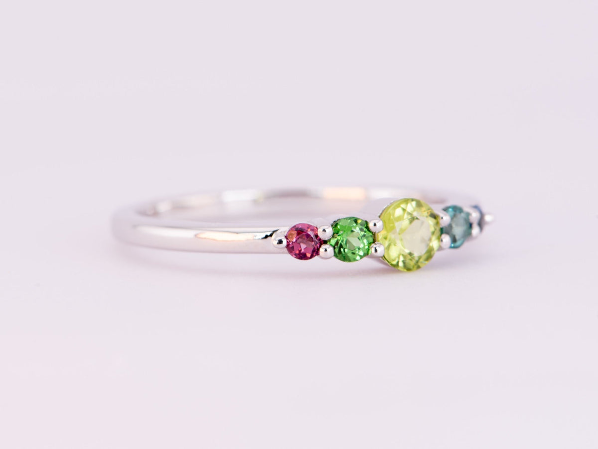 Mixed Tourmaline Wedding Band 14K Gold R5070 Aurora Designer