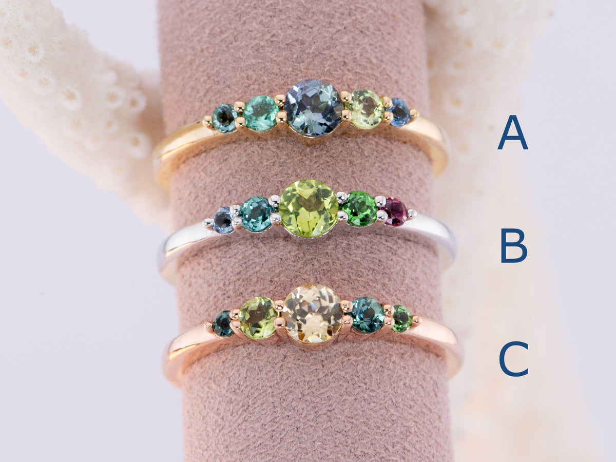 Mixed Tourmaline Wedding Band 14K Gold R5070 Aurora Designer