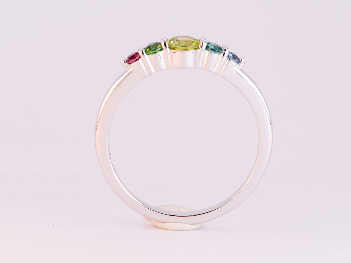 Mixed Tourmaline Wedding Band 14K Gold R5070 Aurora Designer