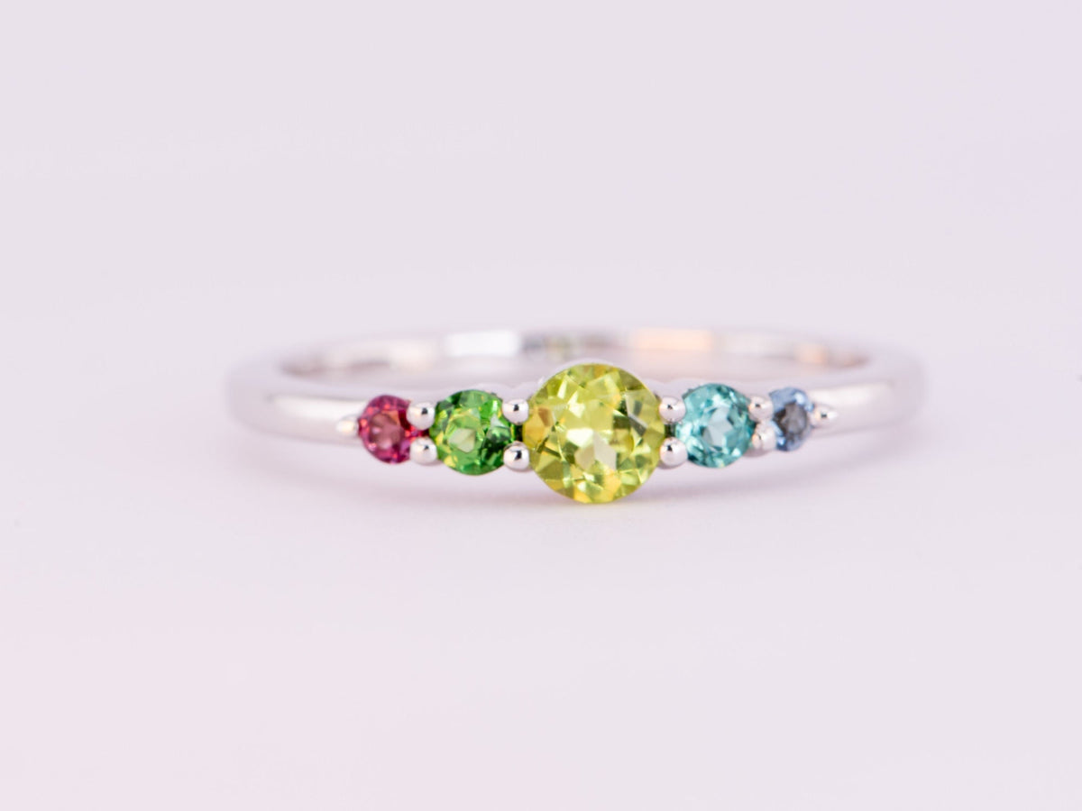 Mixed Tourmaline Wedding Band 14K Gold R5070 Aurora Designer