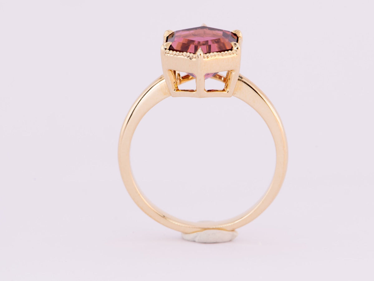 3.12ct Hexagon Rubellite Tourmaline Engagement Ring 14K Gold R6643 Aurora Designer