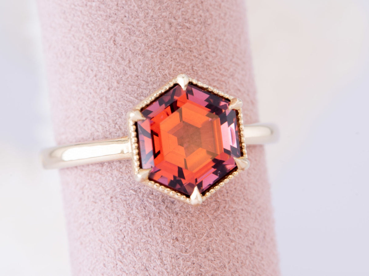 3.12ct Hexagon Rubellite Tourmaline Engagement Ring 14K Gold R6643 Aurora Designer