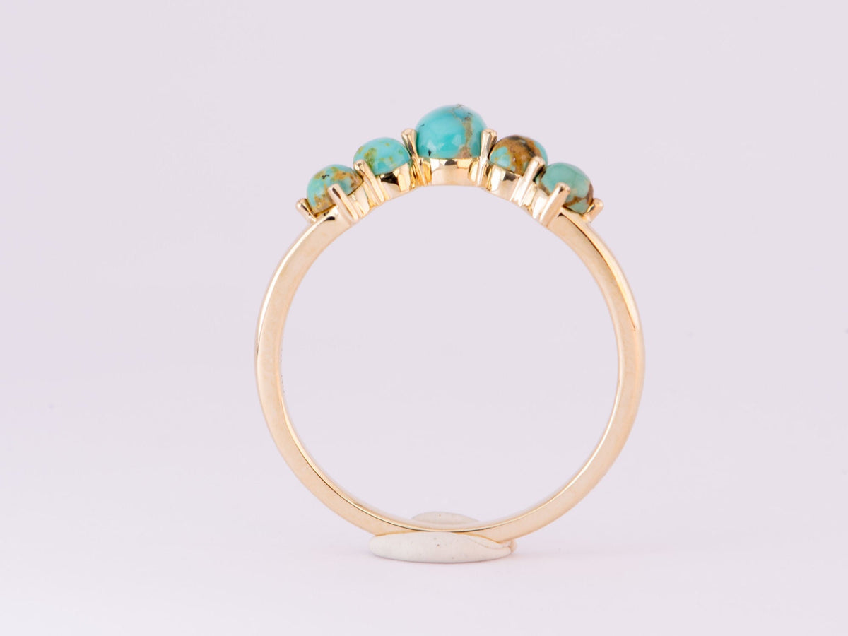 Blue Green Turquoise with Matrix Crown Wedding Band 14K Gold M5056 Aurora Designer