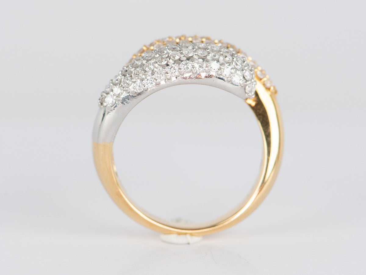 18K Gold &amp; PT950 Diamond Pave Double Head Snake Ring 8.7g 1ct Diamond R6651 Aurora Designer