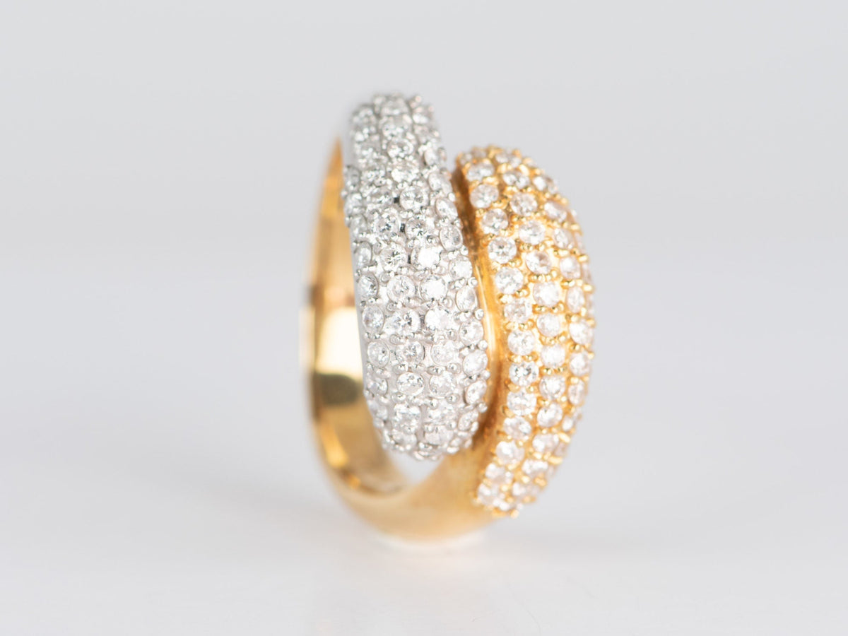 18K Gold &amp; PT950 Diamond Pave Double Head Snake Ring 8.7g 1ct Diamond R6651 Aurora Designer